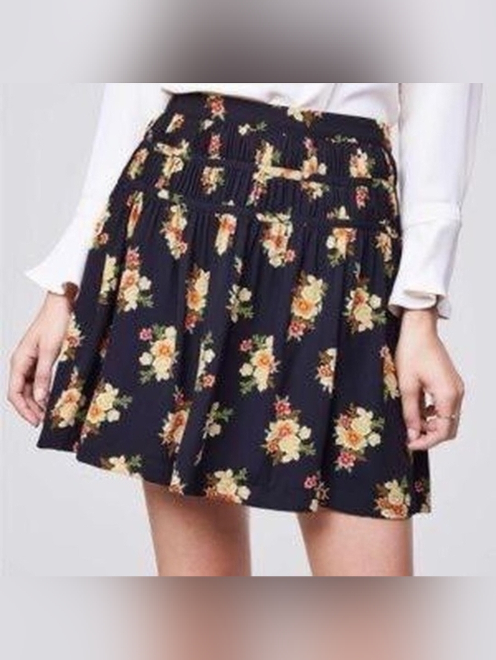 LOFT FLORAL TIERED MINI SKIRT